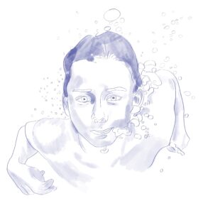 Zeichnung Mädchen Unter Wasser tauchend