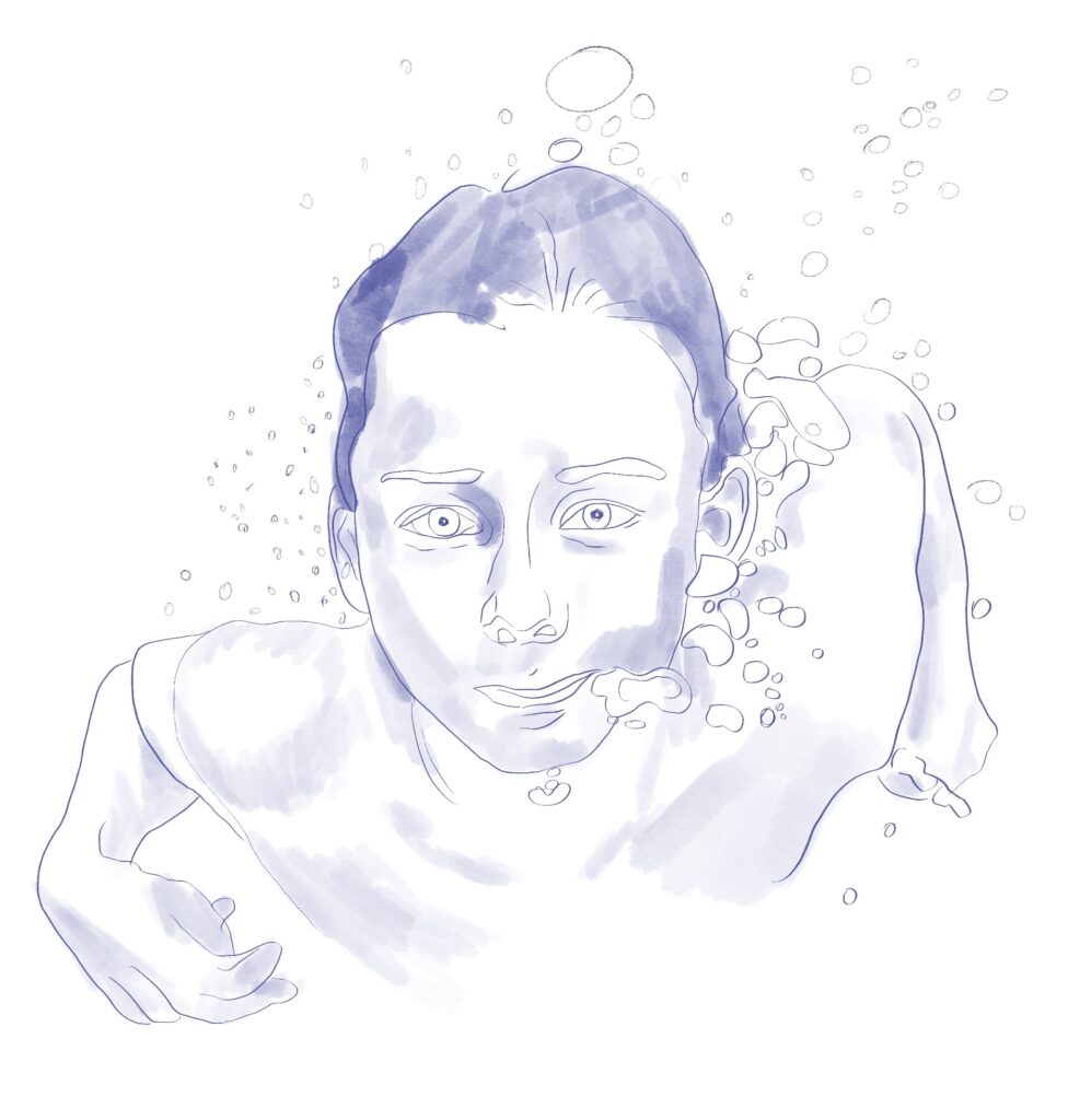 Zeichnung Mädchen Unter Wasser tauchend